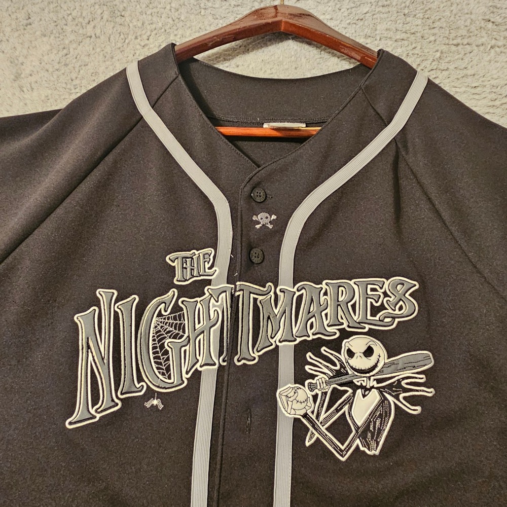 Disney Nightmare Before Christmas Jack Skellington Baseball Jersey Black XL Mens